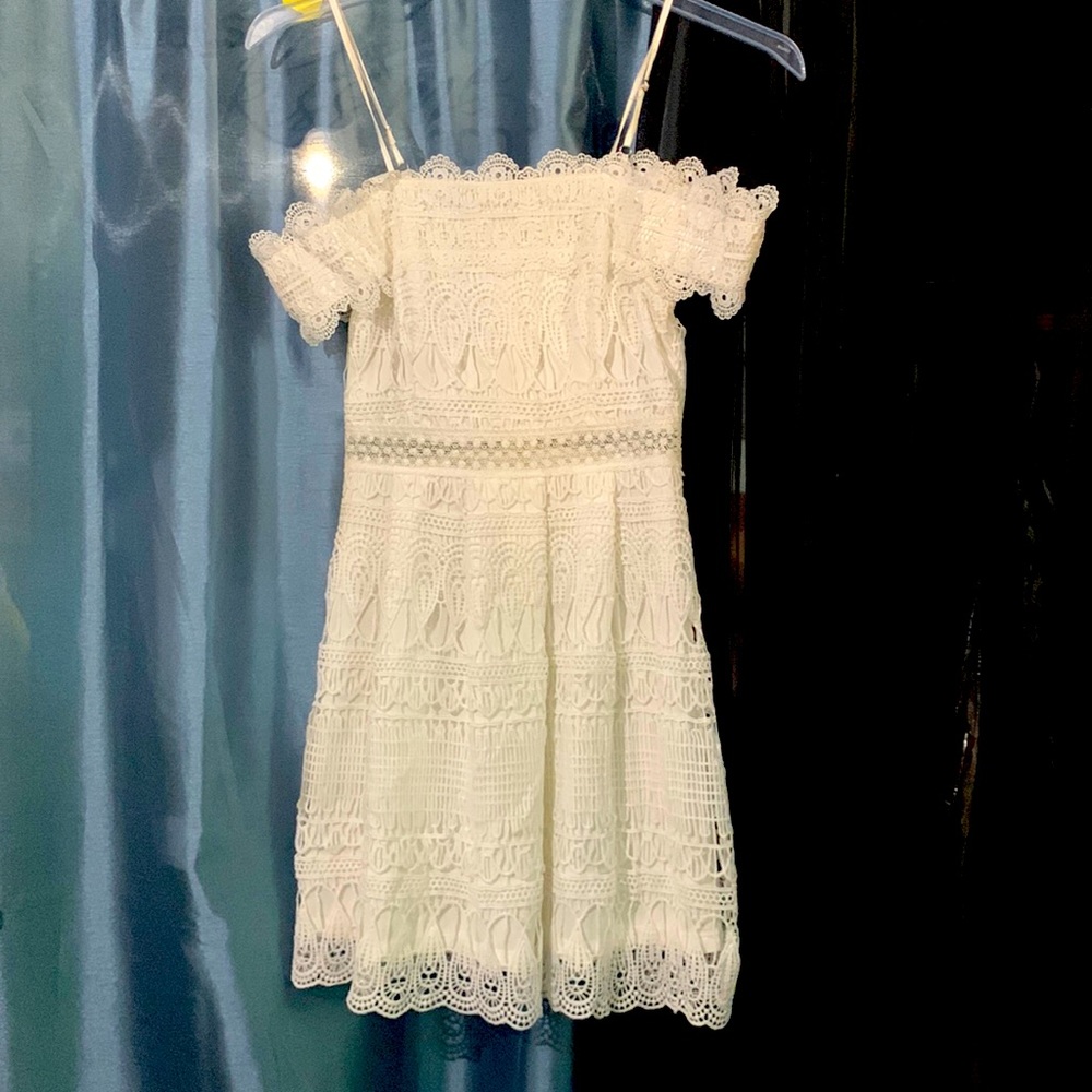Antique white lace overlay dress